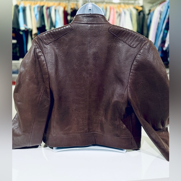 J Brand 3/4 Sleeve Moto Chocolate Brown Leather Jacket size S - Picture 4 of 12